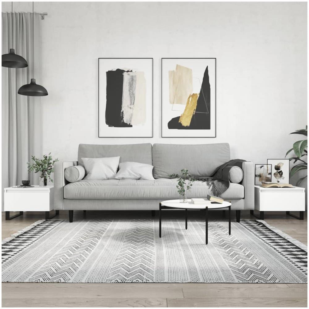 Tavolini Da Salotto 2pz Bianchi 50x46x35cm In Legno Multistrato - Foto 1