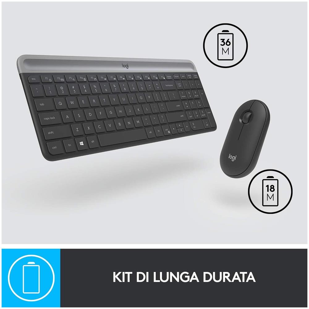 Tastiera e Mouse Wireless 920009196  (Layout Italiano) Colore Grafite - Foto 4