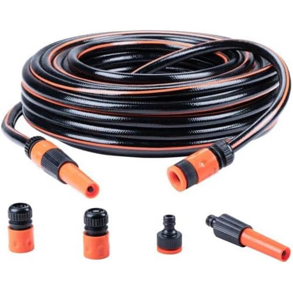 Tubo da Giardino 25 Metri ?13 con 5 Raccordi Max. 6 Bar PVC Resistente Raggi UV - Foto 1