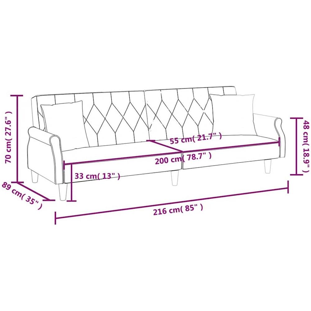 Divano Letto con Braccioli Grigio Chiaro in Velluto - Foto 10