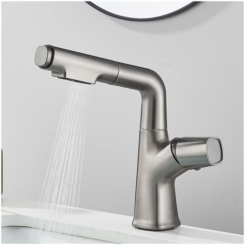 Rubinetto per lavabo da bagno, Blackswan, tipo M351, modello sollevabile grigio antracite, con due modalità, misura 24 cm - Foto 1