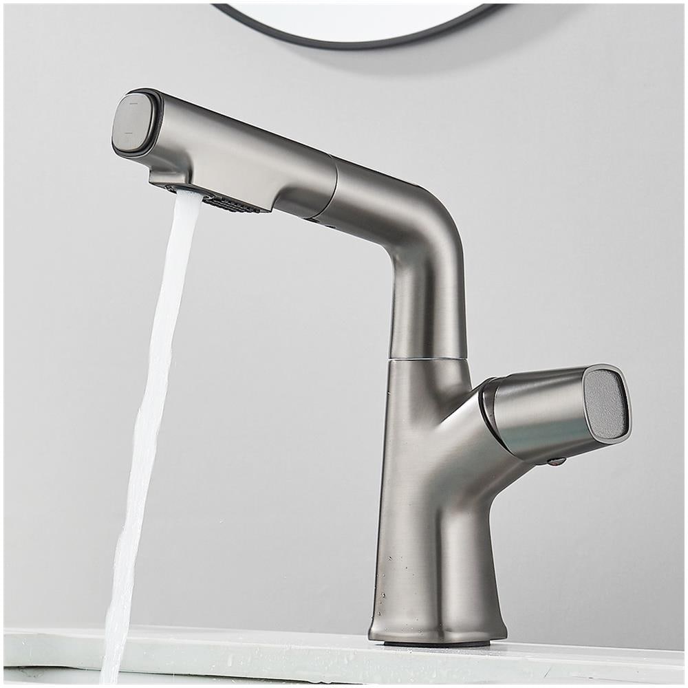 Rubinetto per lavabo da bagno, Blackswan, tipo M351, modello sollevabile grigio antracite, con due modalità, misura 24 cm - Foto 2