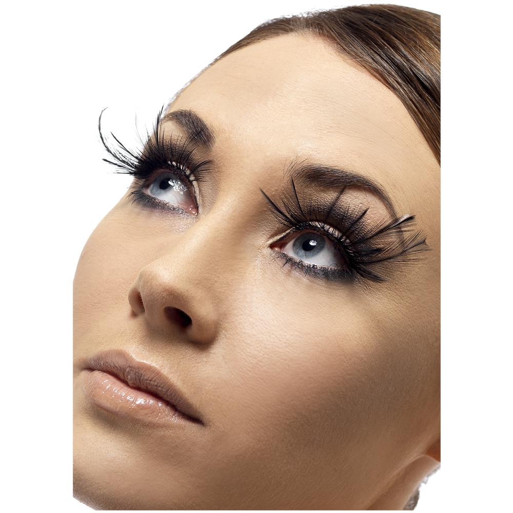 Ciglia Nere Con Piume Lunghe Taglia Unica - Foto 1