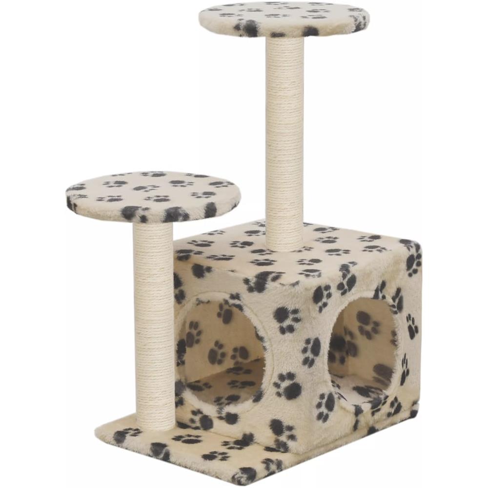 Albero Per Gatti E Tiragraffi Sisal 60 Cm Zampe Stampate Beige - Foto 2