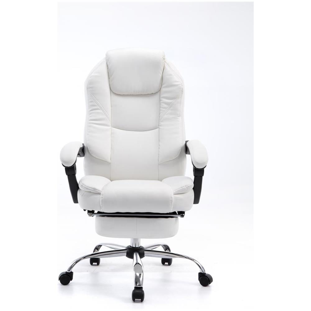 Poltrona Presidenziale Relax Castle in Similpelle- Sedia Ergonomica Imbottita con Poggiapiedi Estraibile I Poltrona Pc Regolabile e Reclinabile, Carico Max 130kg Bianco - Foto 2