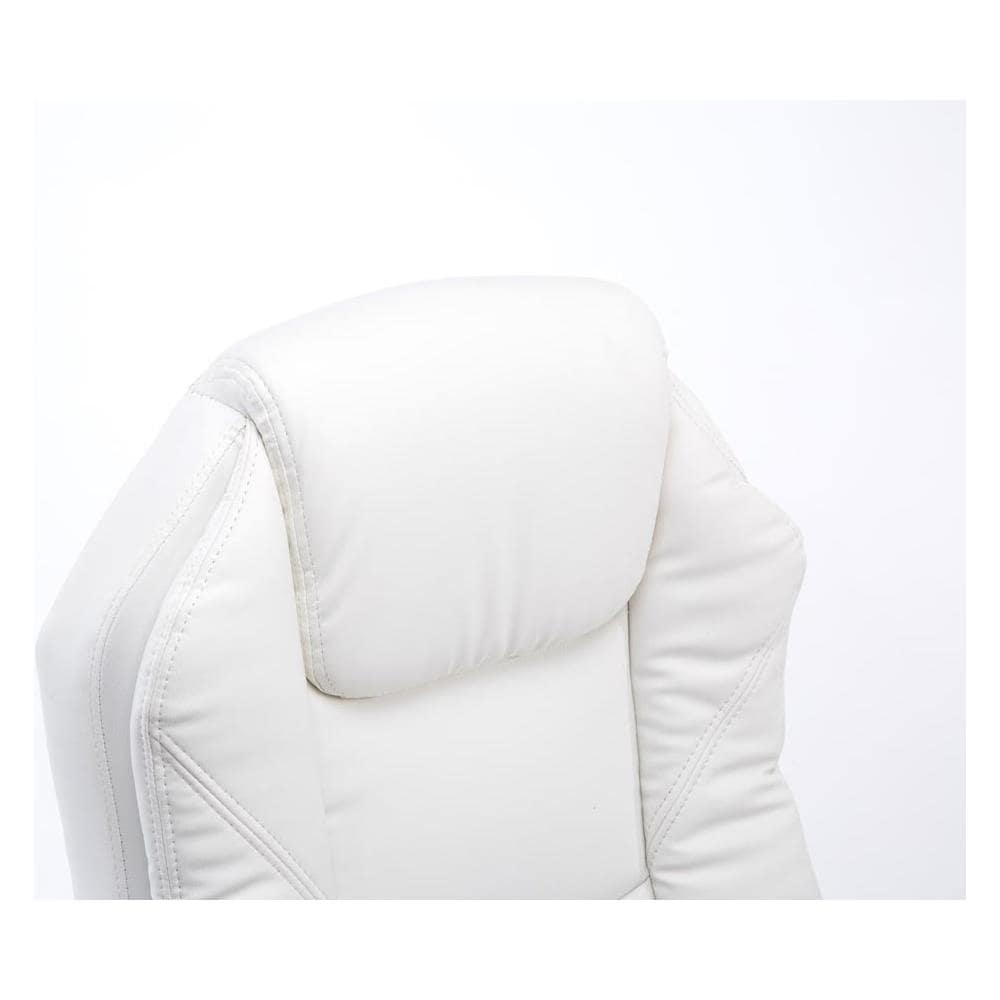 Poltrona Presidenziale Relax Castle in Similpelle- Sedia Ergonomica Imbottita con Poggiapiedi Estraibile I Poltrona Pc Regolabile e Reclinabile, Carico Max 130kg Bianco - Foto 5