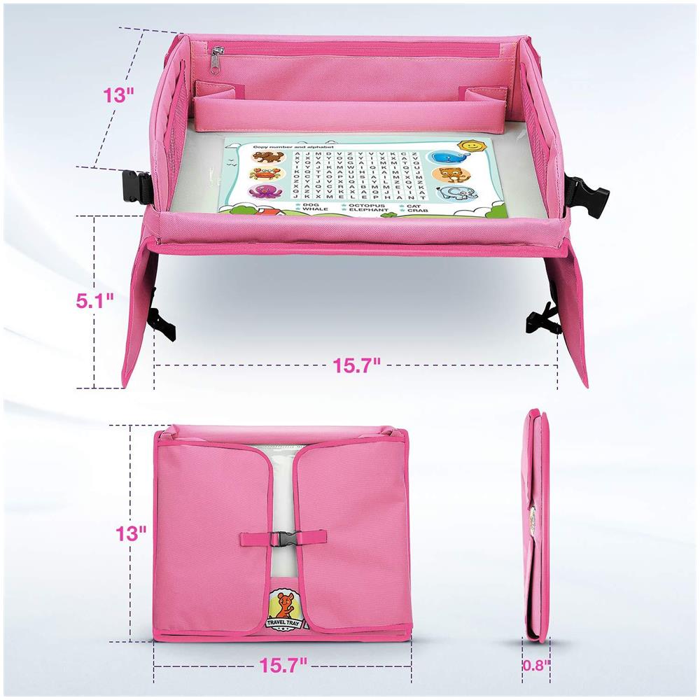 Rosa Auto Gioca Vassoio Per I Bambini Snack Play Vassoio Viaggio Dry Erase Top 16 Tasche In Rete Della Sede Del Sacchetto Dellorganizzatore Di Auto Vassoi Di Attivit Per Auto Stroller Aereo - Foto 2