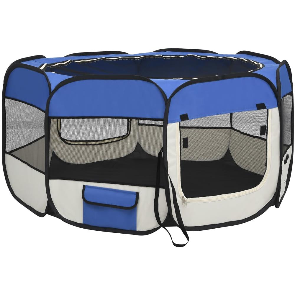 Box per Cani Pieghevole con Borsa Trasporto Blu 125x125x61 cm - Foto 3