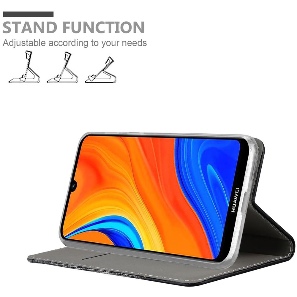 Custodia Compatibile Con Huawei Y6s In Grigio Nero - Coperchio Protettiva Con Chiusura Magnetica, Funzione Stand E Tasca Per Le Carte - Foto 2