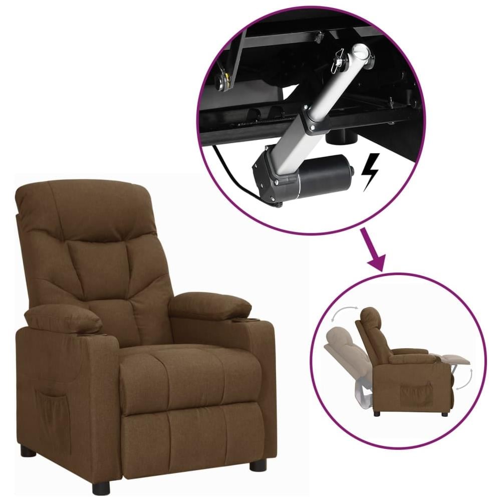 Poltrona Alzapersona Reclinabile Marrone In Tessuto - Foto 1