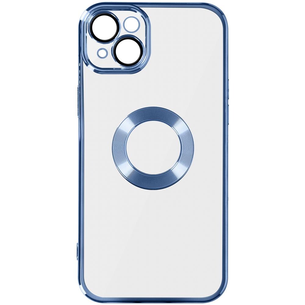 Cover Silicone Iphone 14 Trasparente Bordo Blu Cromato - Foto 1