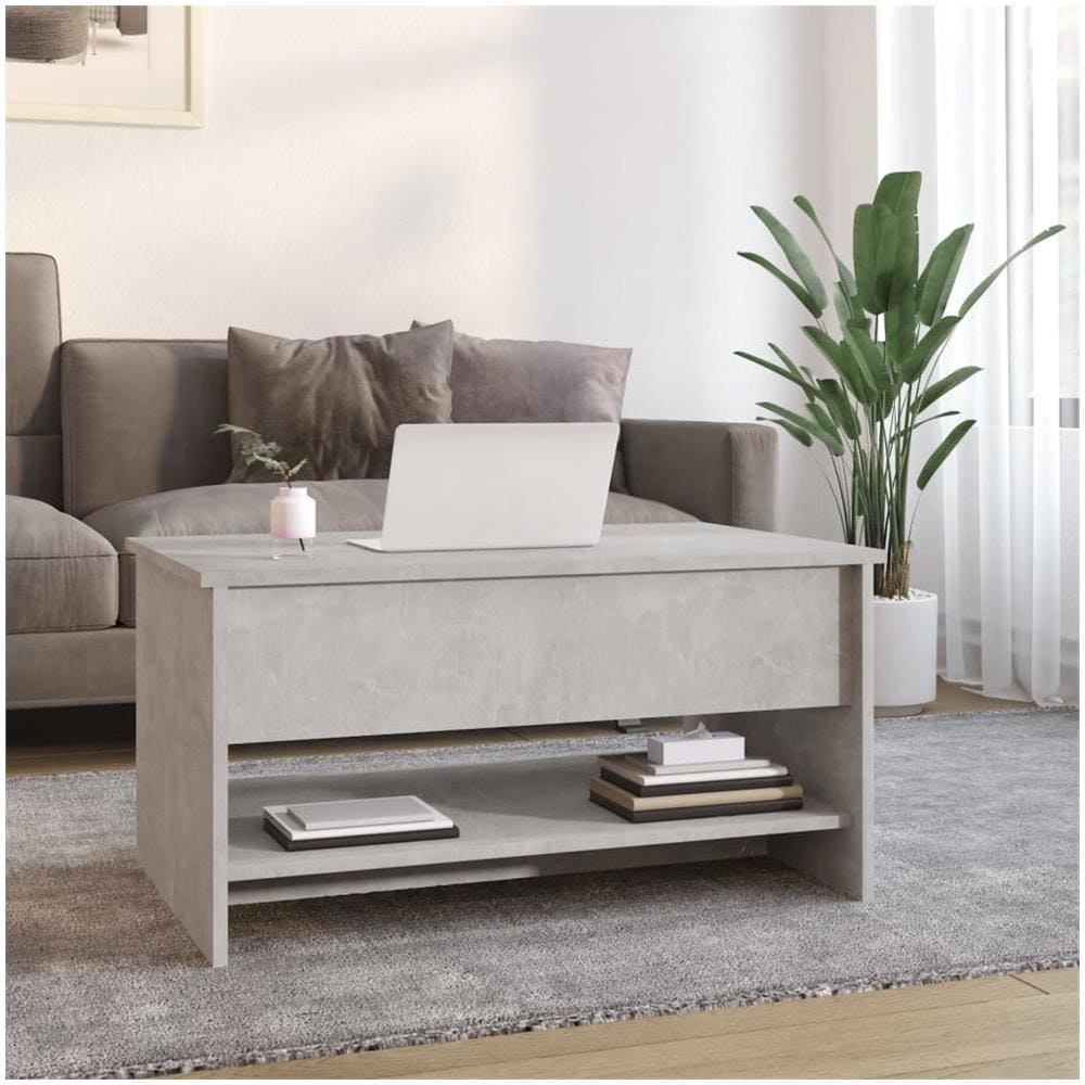Tavolino Da Salotto Grigio Cemento 80x50x40cm Legno Multistrato - Foto 3