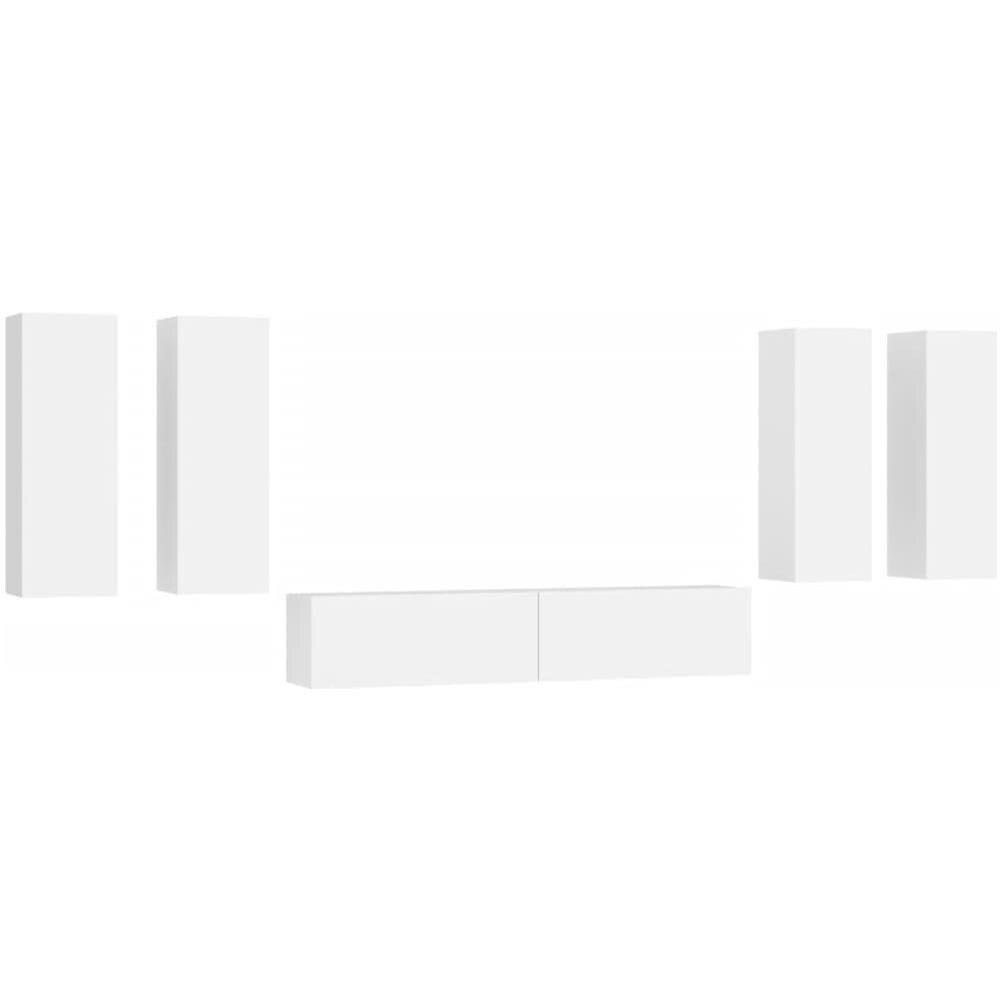 Set Di Mobili Porta Tv 6 Pz Bianco In Legno Multistrato - Foto 2