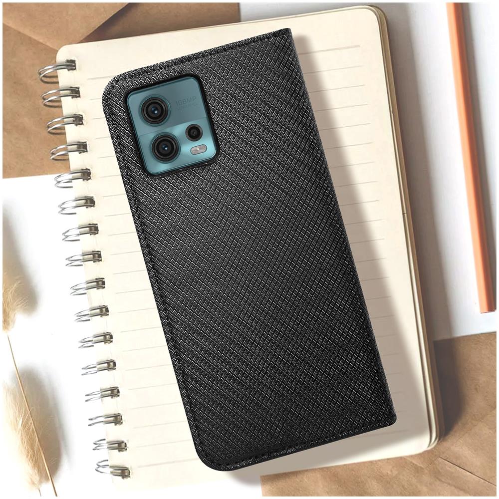 Custodia Per Motorola Moto G72 Copertina Portacarte Supporto Nera - Foto 5