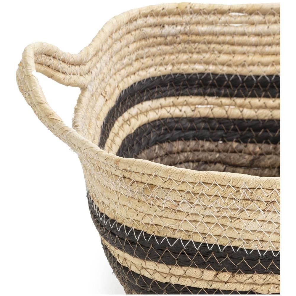 Set Di 3 Cestini Luar In Fibra Naturale E Carta, Marrone /beige Con Manici - Foto 2