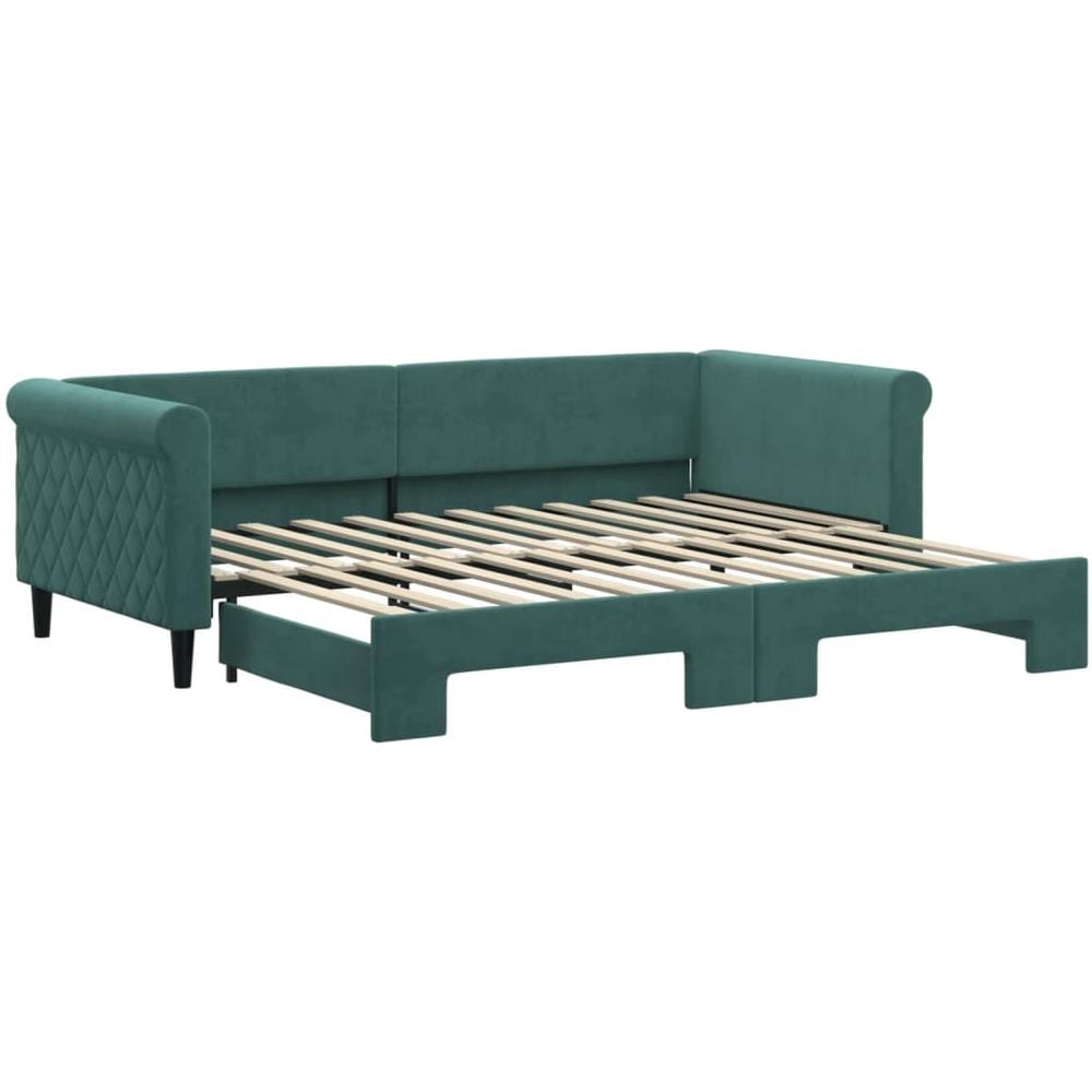 Divano Letto Con Letto Estraibile Verde Scuro 90x200cm Velluto - Foto 2