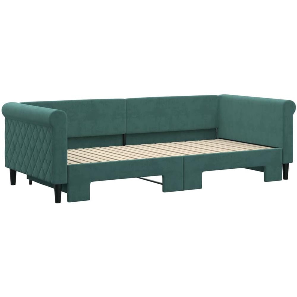 Divano Letto Con Letto Estraibile Verde Scuro 90x200cm Velluto - Foto 3
