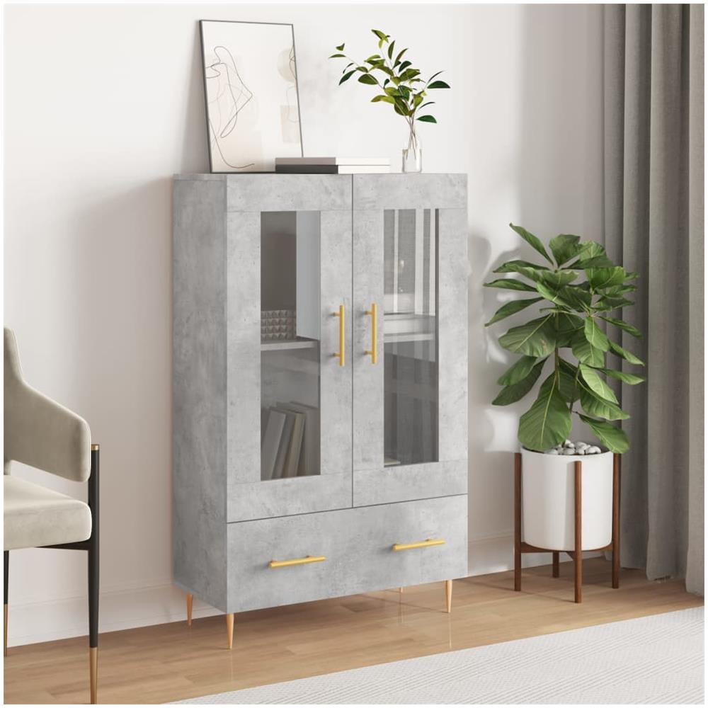 Credenza Grigio Cemento 69,5x31x115 Cm In Legno Multistrato - Foto 1