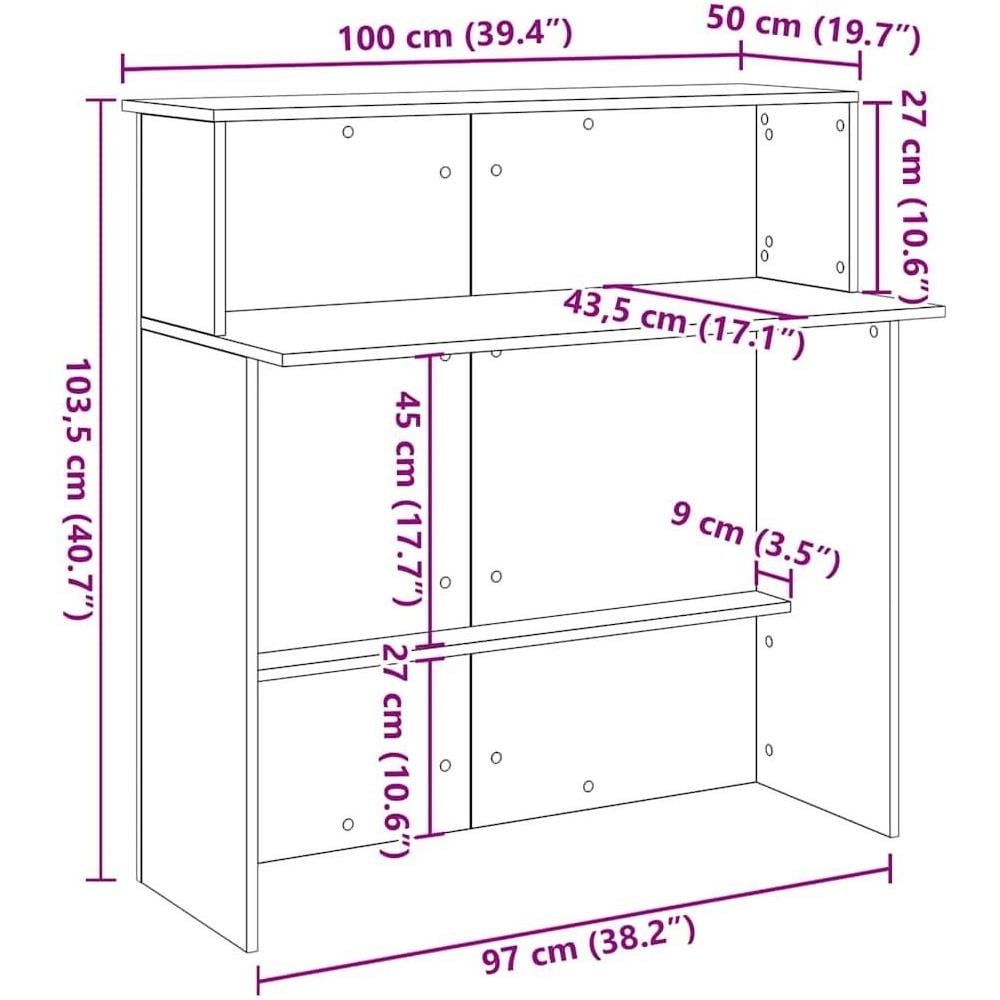 Banco Reception Grigio Sonoma 100x50x103,5 cm Legno Multistrato - Foto 10