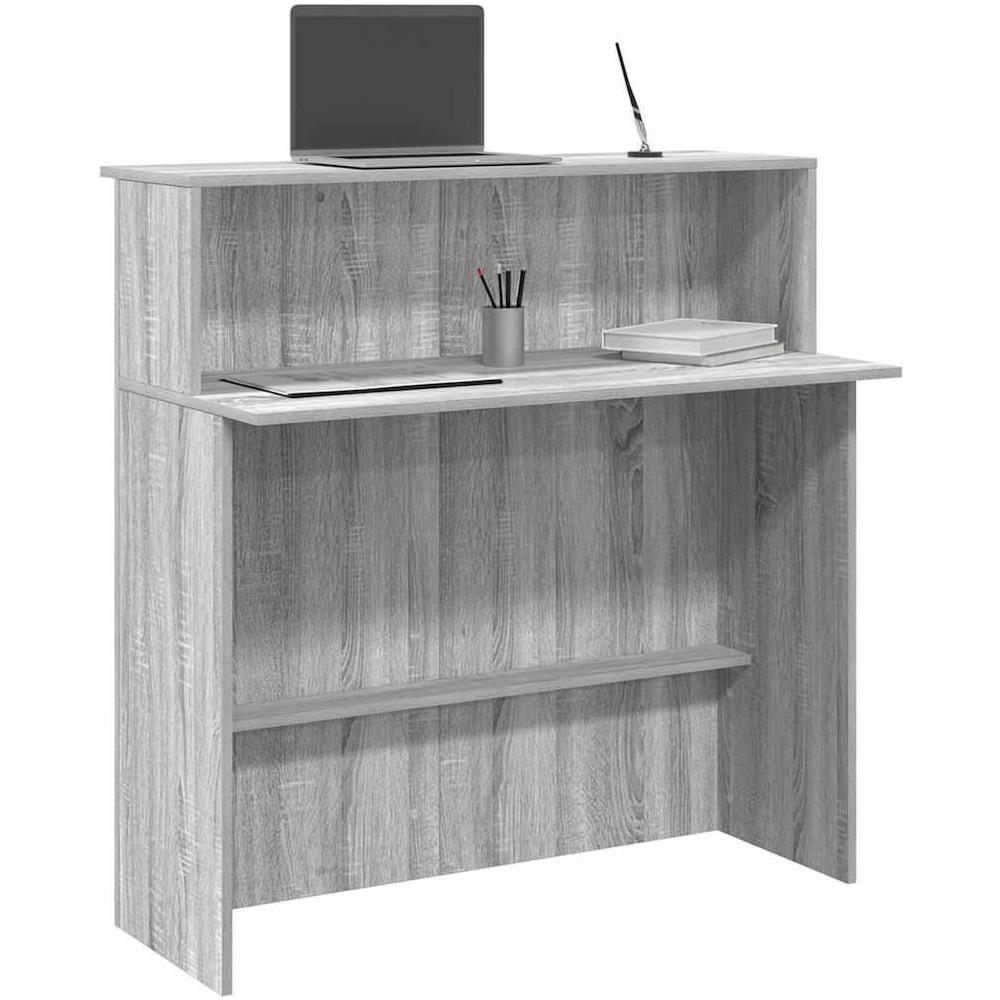 Banco Reception Grigio Sonoma 100x50x103,5 cm Legno Multistrato - Foto 2