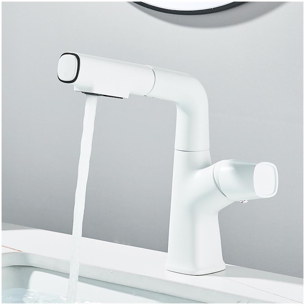 Rubinetto per lavabo da bagno, Blackswan, tipo M350, modello sollevabile bianco, con due modalità, misura 24 cm - Foto 1