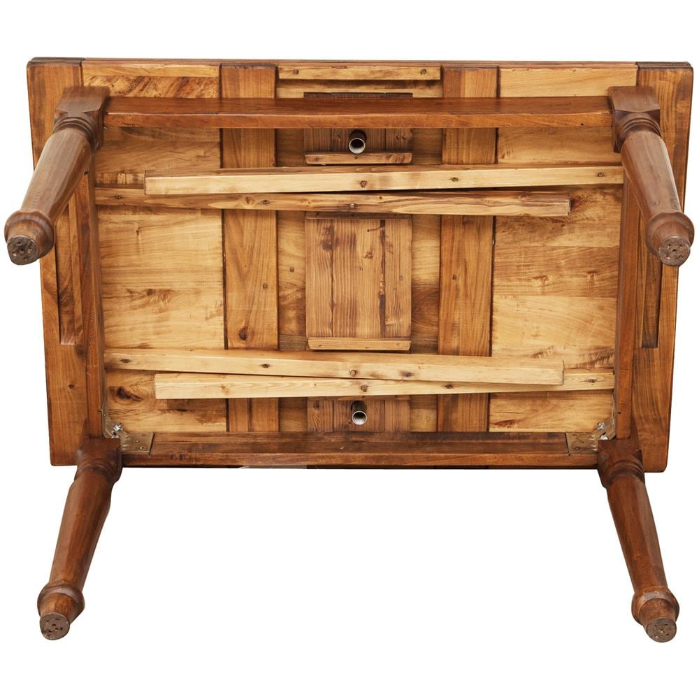 Tavolo Allungabile Country In Legno Massello Di Tiglio Finitura Noce 140x80x80 Cm - Foto 2