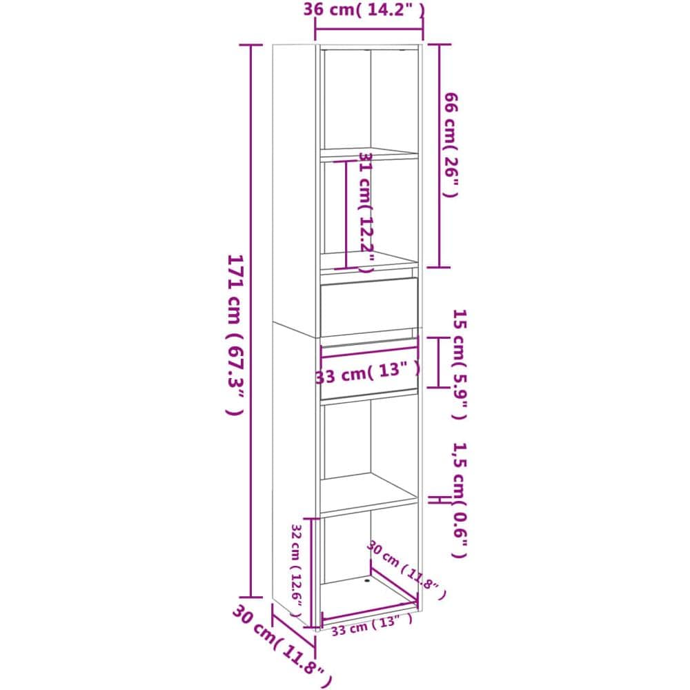Libreria Rovere Sonoma 36x30x171 cm in Legno Multistrato - Foto 6