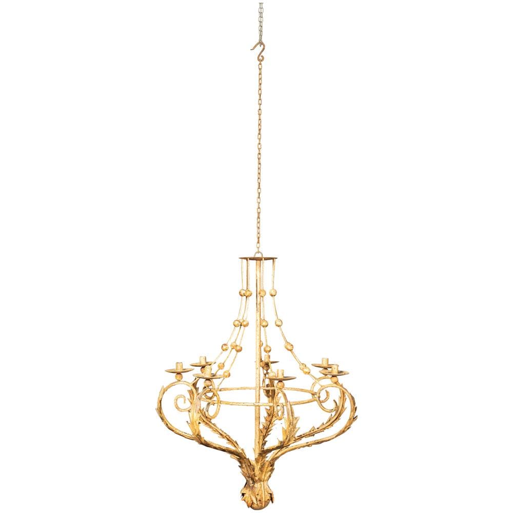 Lampadario In Ferro Battuto Finitura Crema Anticata - Foto 1