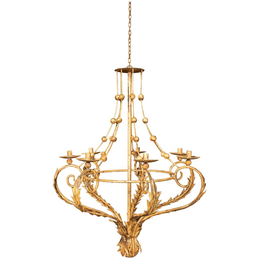 Lampadario In Ferro Battuto Finitura Crema Anticata - Foto 2