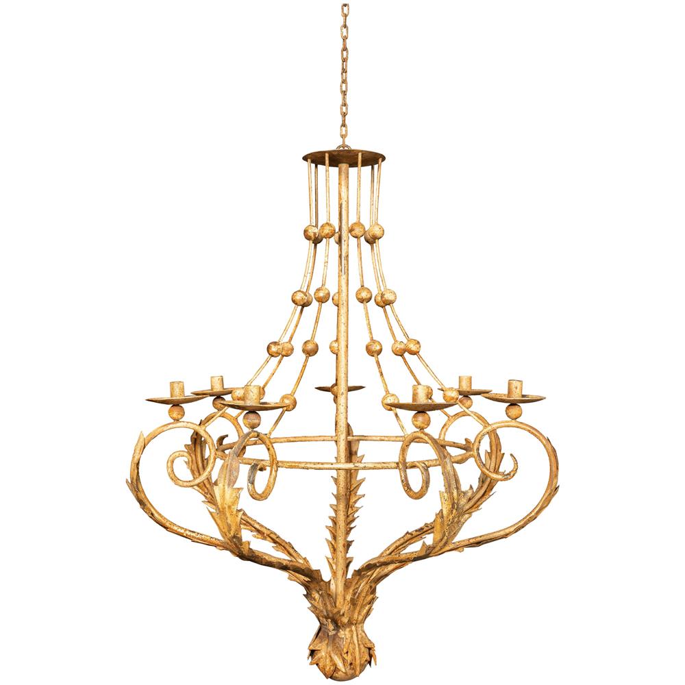 Lampadario In Ferro Battuto Finitura Crema Anticata - Foto 3