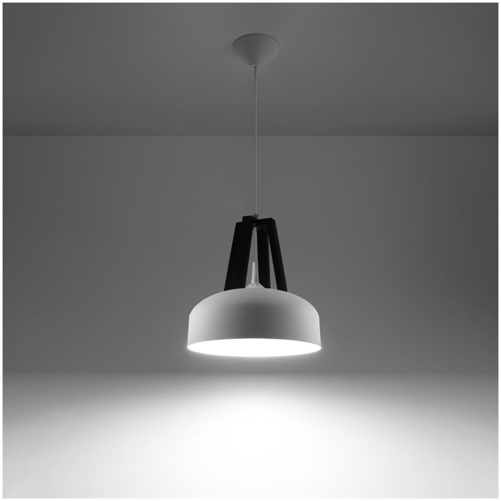 Lampadario A Sospensione In Acciaio, 30 X 30 X 100 Cm, Colore: Bianco / nero - Foto 16