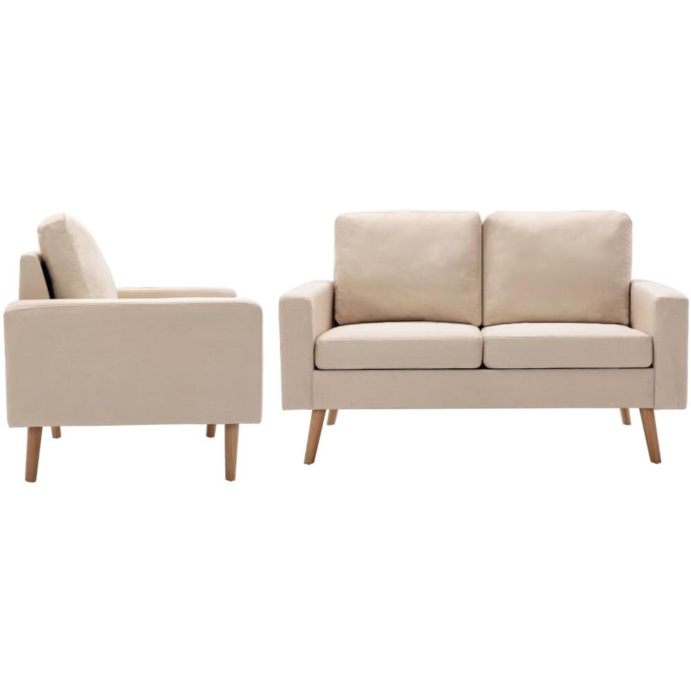 Set Divani 2 Pz In Tessuto Crema - Foto 1
