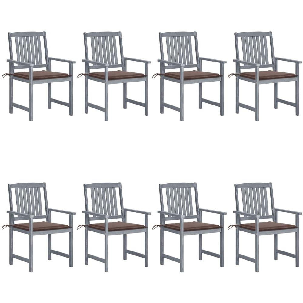 Sedie da Giardino con Cuscini 8 pz in Massello di Acacia Grigie - Foto 1