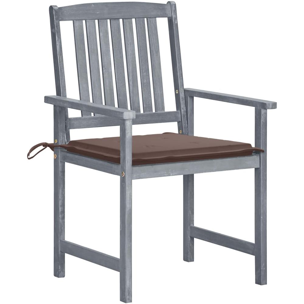 Sedie da Giardino con Cuscini 8 pz in Massello di Acacia Grigie - Foto 3