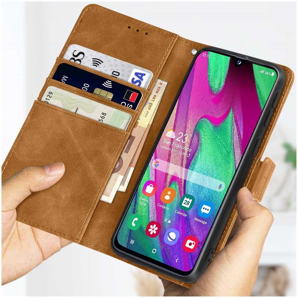 Custodia Samsung A40 Effetto Coccodrillo, Portafoglio, Supporto Video Marrone - Foto 2