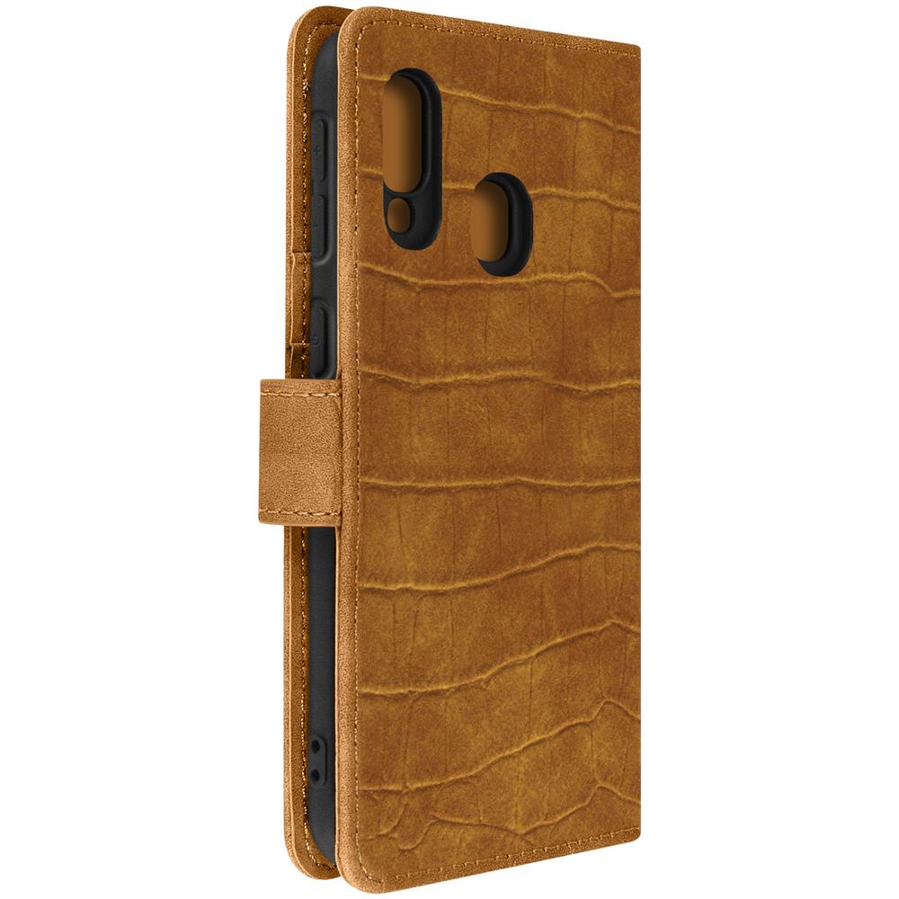 Custodia Samsung A40 Effetto Coccodrillo, Portafoglio, Supporto Video Marrone - Foto 5