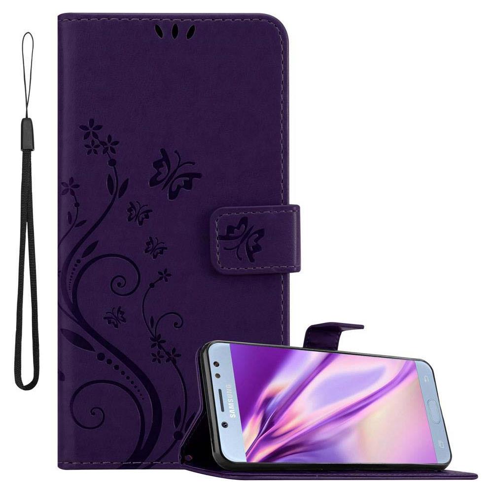 Custodia Compatibile Con Samsung Galaxy J5 2017 In Lilla Scuro Fiore - Coperchio Protettivo In Design Floreale Con Chiusura Magnetica, Funzione Stand E Slot Per Carte - Foto 1