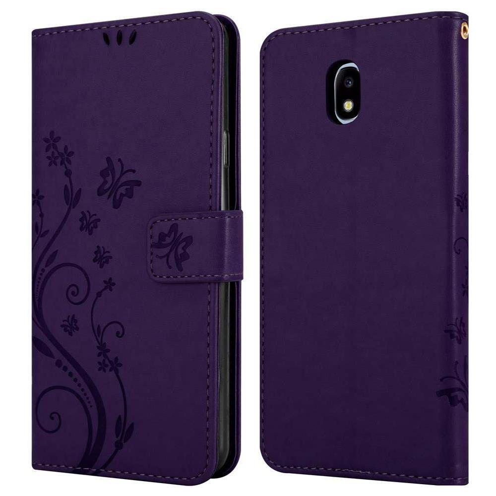 Custodia Compatibile Con Samsung Galaxy J5 2017 In Lilla Scuro Fiore - Coperchio Protettivo In Design Floreale Con Chiusura Magnetica, Funzione Stand E Slot Per Carte - Foto 8