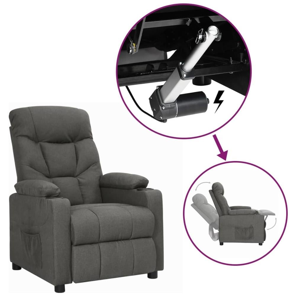 Poltrona Alzapersona Reclinabile Grigio Scuro In Tessuto - Foto 1