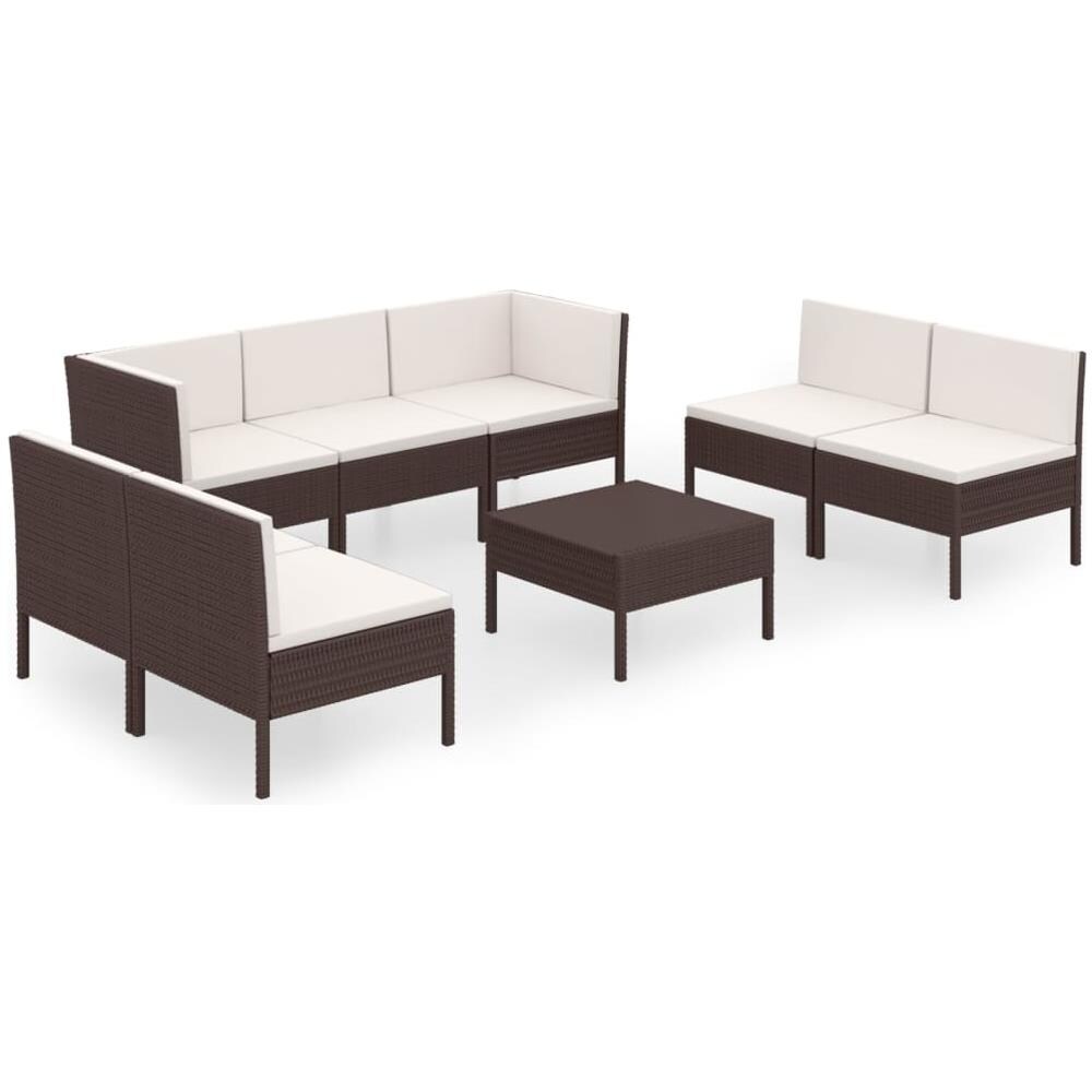 Set Divani Da Giardino 8 Pz Con Cuscini In Polyrattan Marrone - Foto 2