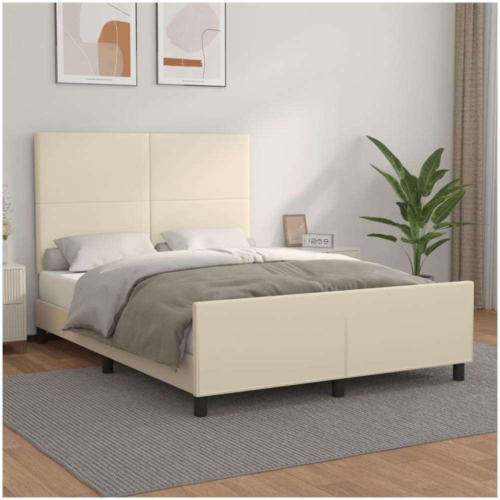 Giroletto Con Testiera Crema 140x190 Cm In Similpelle - Foto 1