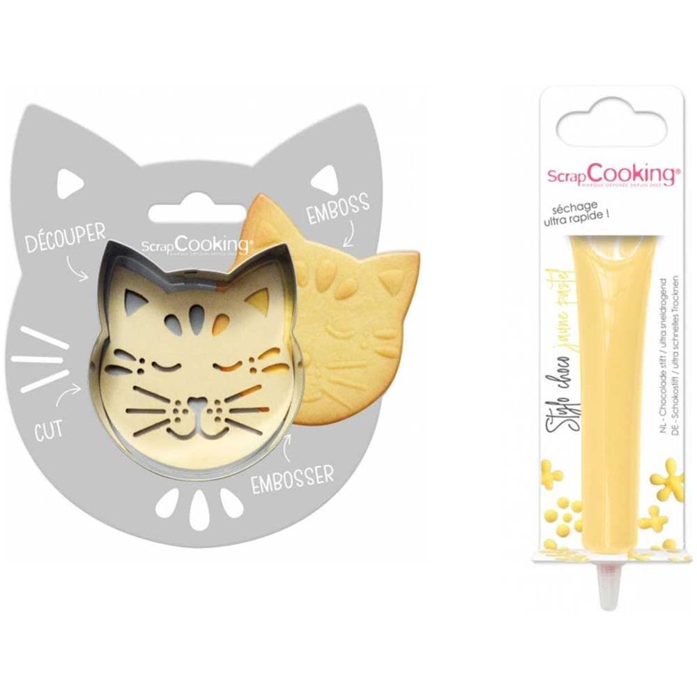 Kit Biscotti Di Soccorso Per Gatti + Penna Di Cioccolato Giallo Pastello - Foto 1
