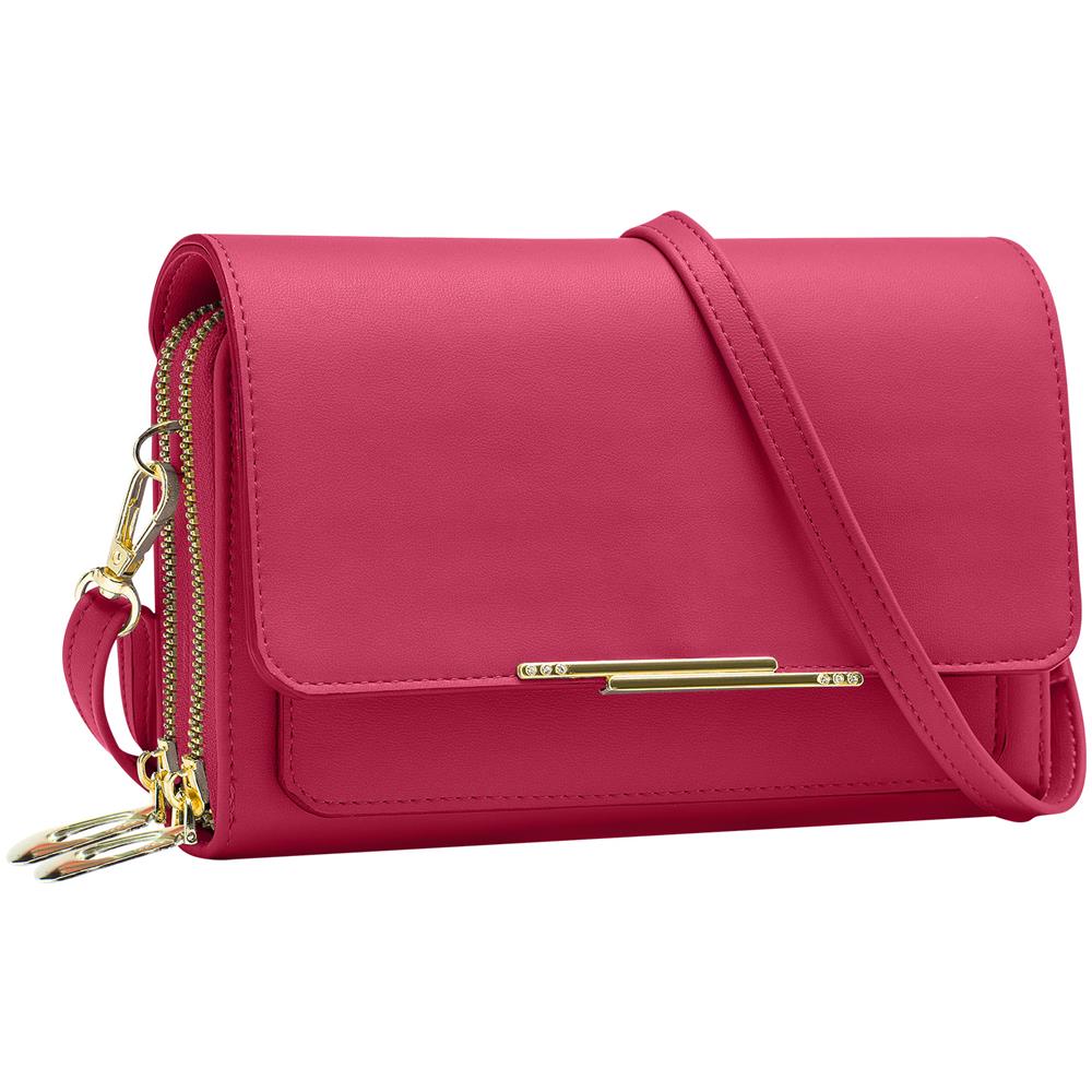 Borsetta A Tracolla Per Smartphone Multi-scomparto In Similpelle Fucsia - Foto 1