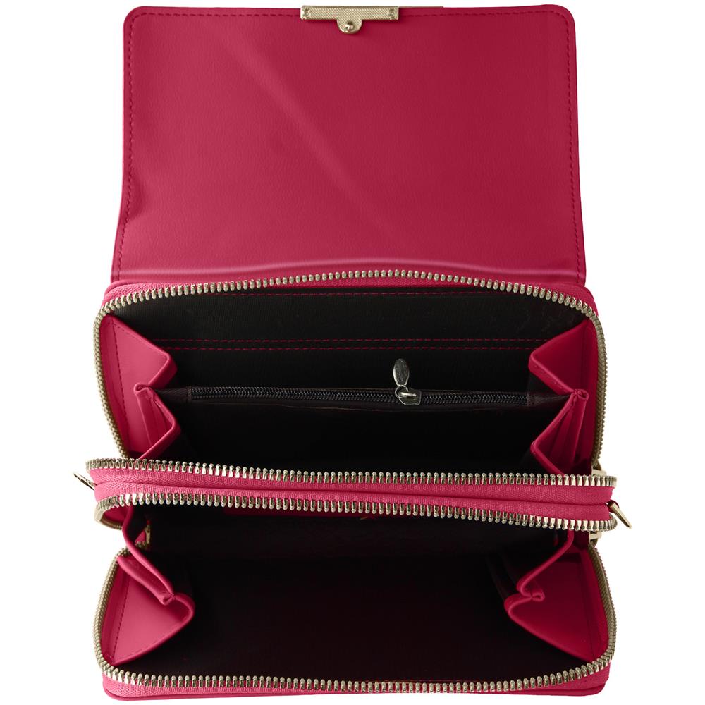 Borsetta A Tracolla Per Smartphone Multi-scomparto In Similpelle Fucsia - Foto 5