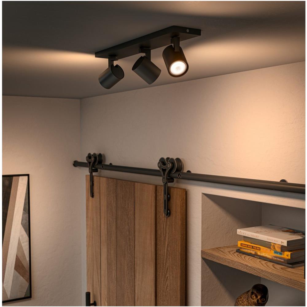 Lampada Da Soffitto White Ambiance Tre Faretti Gu10 Hue Runner Nero 109x480x89 Mm Metallo - Foto 2