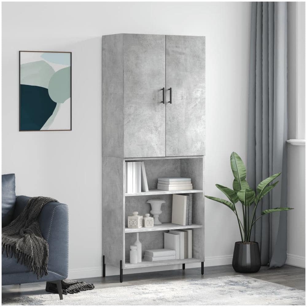 Credenza Grigio Cemento 34,5x34x180 cm in Legno Multistrato 3198789