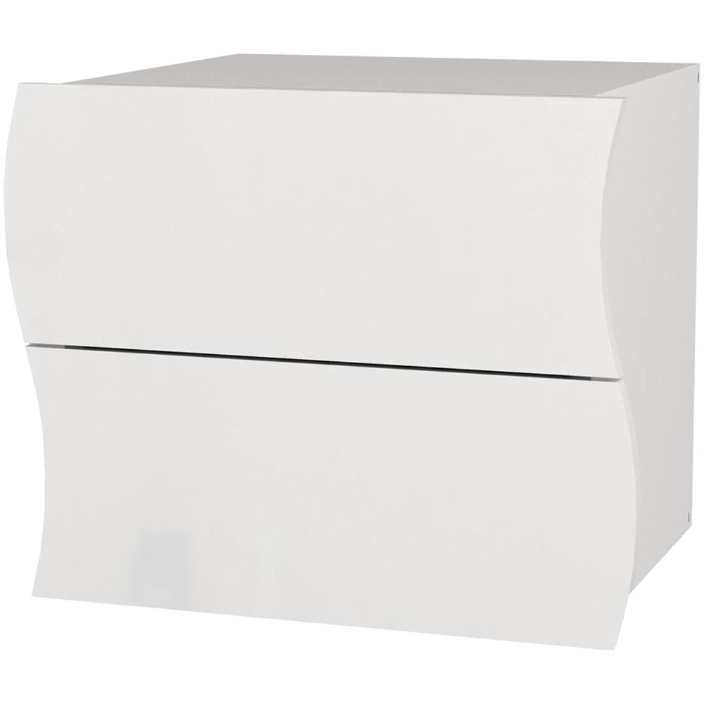 Comodino Edoardo, Tavolino Da Notte Con 2 Cassetti, Mobiletto Per Camera Da Letto, 100% Made In Italy, Cm 50x40h41, Bianco Lucido - Foto 2