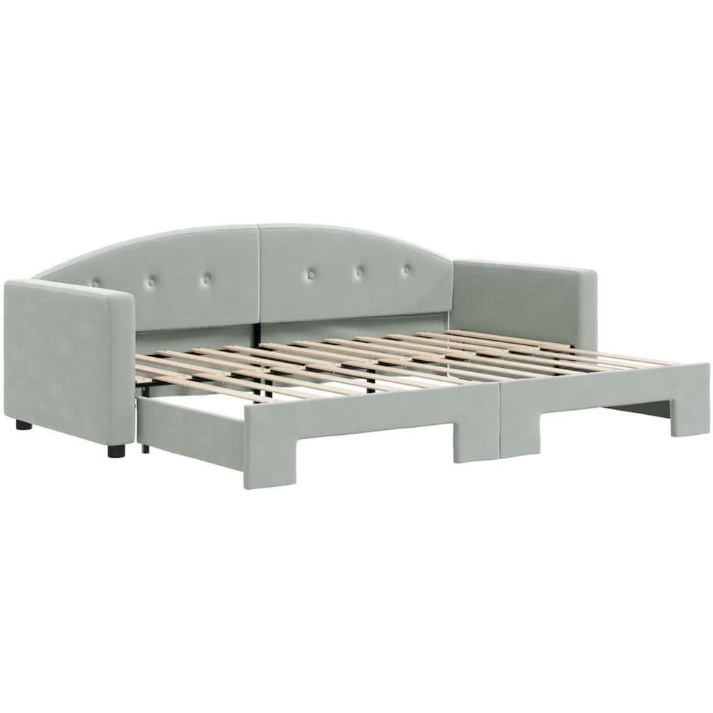 Divano Letto Con Letto Estraibile Grigio Chiaro 80x200 Velluto - Foto 2