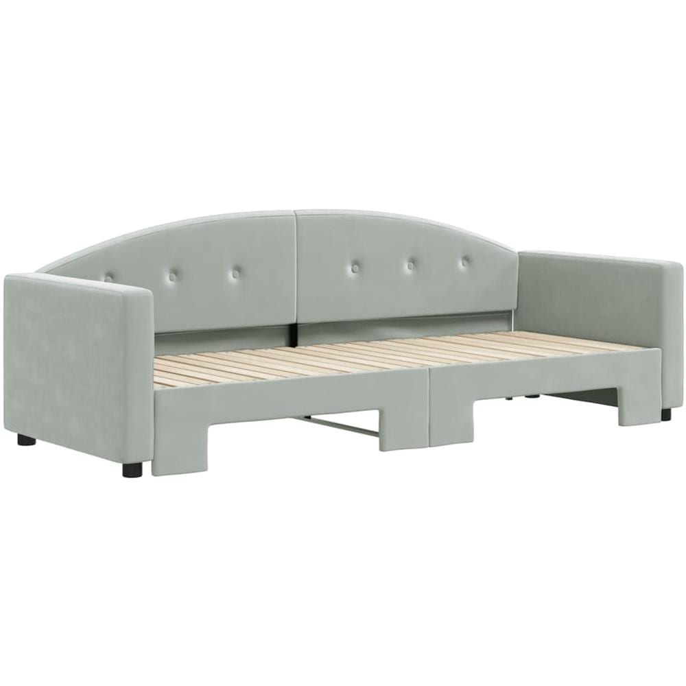 Divano Letto Con Letto Estraibile Grigio Chiaro 80x200 Velluto - Foto 3