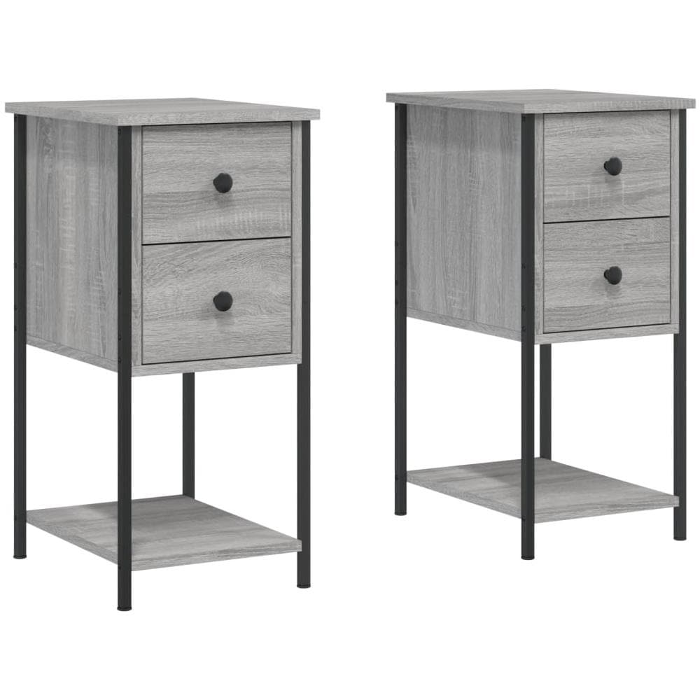 Comodini 2 Pz Grigio Sonoma 32x42x70 Cm In Legno Multistrato - Foto 2